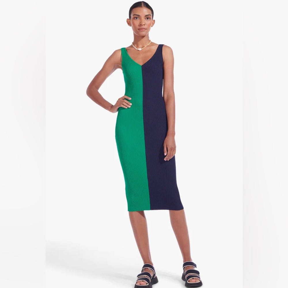 New STAUD Dana Colorblock Sleeveless Dress